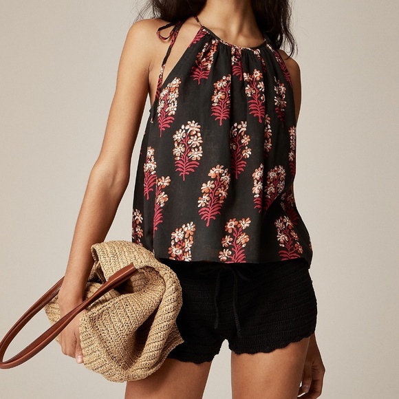 J.Crew Cotton Voile Tank Top Block Print Medium NWT - Picture 1 of 2